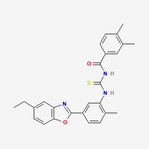 molecular formula C26H25N3O2S B5202879 N-({[5-(5-ethyl-1,3-benzoxazol-2-yl)-2-methylphenyl]amino}carbonothioyl)-3,4-dimethylbenzamide 