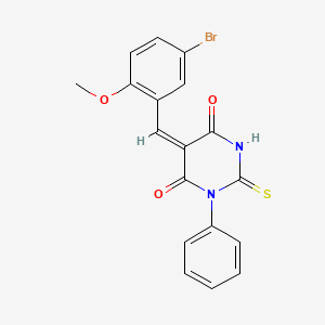 molecular formula C18H13BrN2O3S B5203012 5-(5-bromo-2-methoxybenzylidene)-1-phenyl-2-thioxodihydro-4,6(1H,5H)-pyrimidinedione 