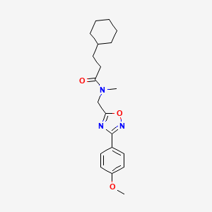 molecular formula C20H27N3O3 B5203019 3-cyclohexyl-N-{[3-(4-methoxyphenyl)-1,2,4-oxadiazol-5-yl]methyl}-N-methylpropanamide 