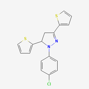 molecular formula C17H13ClN2S2 B5203038 1-(4-chlorophenyl)-3,5-di-2-thienyl-4,5-dihydro-1H-pyrazole 
