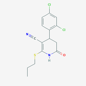 molecular formula C15H14Cl2N2OS B5203085 4-(2,4-dichlorophenyl)-6-oxo-2-(propylthio)-1,4,5,6-tetrahydro-3-pyridinecarbonitrile 