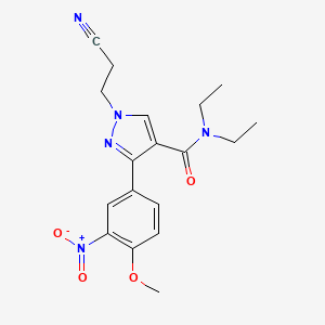 molecular formula C18H21N5O4 B5203111 1-(2-cyanoethyl)-N,N-diethyl-3-(4-methoxy-3-nitrophenyl)-1H-pyrazole-4-carboxamide 