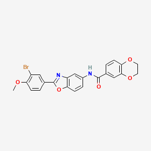 N-[2-(3-bromo-4-methoxyphenyl)-1,3-benzoxazol-5-yl]-2,3-dihydro-1,4-benzodioxine-6-carboxamide