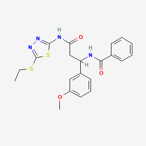 molecular formula C21H22N4O3S2 B5203147 N-[3-{[5-(ethylthio)-1,3,4-thiadiazol-2-yl]amino}-1-(3-methoxyphenyl)-3-oxopropyl]benzamide 