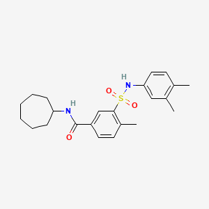 molecular formula C23H30N2O3S B5203182 N-cycloheptyl-3-{[(3,4-dimethylphenyl)amino]sulfonyl}-4-methylbenzamide 