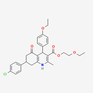 molecular formula C29H32ClNO5 B5203202 2-ethoxyethyl 7-(4-chlorophenyl)-4-(4-ethoxyphenyl)-2-methyl-5-oxo-1,4,5,6,7,8-hexahydro-3-quinolinecarboxylate 