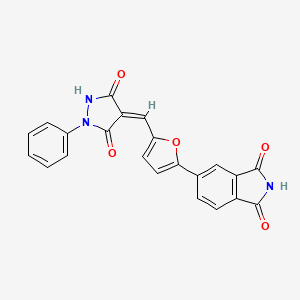 molecular formula C22H13N3O5 B5203251 5-{5-[(3,5-dioxo-1-phenyl-4-pyrazolidinylidene)methyl]-2-furyl}-1H-isoindole-1,3(2H)-dione 