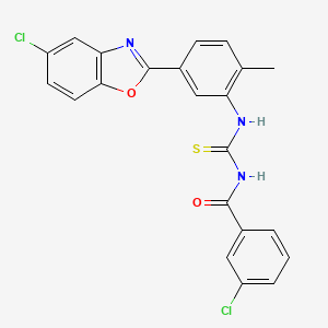 molecular formula C22H15Cl2N3O2S B5203280 3-chloro-N-({[5-(5-chloro-1,3-benzoxazol-2-yl)-2-methylphenyl]amino}carbonothioyl)benzamide 