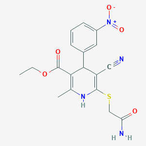 ethyl 6-[(2-amino-2-oxoethyl)thio]-5-cyano-2-methyl-4-(3-nitrophenyl)-1,4-dihydro-3-pyridinecarboxylate