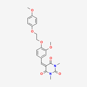 molecular formula C23H24N2O7 B5203343 5-{3-methoxy-4-[2-(4-methoxyphenoxy)ethoxy]benzylidene}-1,3-dimethyl-2,4,6(1H,3H,5H)-pyrimidinetrione 