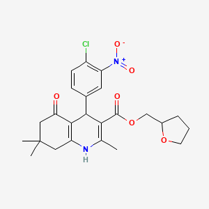 molecular formula C24H27ClN2O6 B5203422 tetrahydro-2-furanylmethyl 4-(4-chloro-3-nitrophenyl)-2,7,7-trimethyl-5-oxo-1,4,5,6,7,8-hexahydro-3-quinolinecarboxylate 