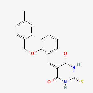 molecular formula C19H16N2O3S B5203459 5-{2-[(4-methylbenzyl)oxy]benzylidene}-2-thioxodihydro-4,6(1H,5H)-pyrimidinedione 