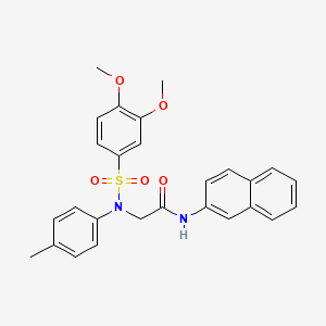 molecular formula C27H26N2O5S B5203472 N~2~-[(3,4-dimethoxyphenyl)sulfonyl]-N~2~-(4-methylphenyl)-N~1~-2-naphthylglycinamide 