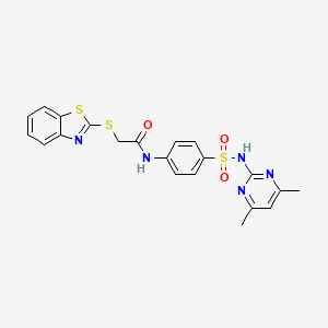 molecular formula C21H19N5O3S3 B5203500 2-(1,3-benzothiazol-2-ylthio)-N-(4-{[(4,6-dimethyl-2-pyrimidinyl)amino]sulfonyl}phenyl)acetamide 