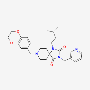 molecular formula C27H34N4O4 B5203518 8-(2,3-dihydro-1,4-benzodioxin-6-ylmethyl)-1-(3-methylbutyl)-3-(3-pyridinylmethyl)-1,3,8-triazaspiro[4.5]decane-2,4-dione 
