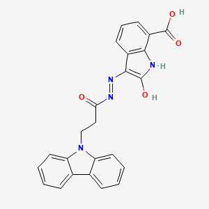 3-{[3-(9H-carbazol-9-yl)propanoyl]hydrazono}-2-oxo-7-indolinecarboxylic acid