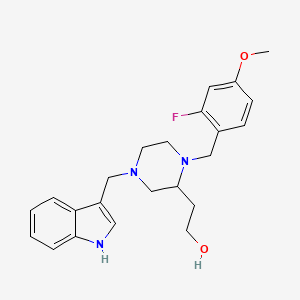 molecular formula C23H28FN3O2 B5203567 2-[1-(2-fluoro-4-methoxybenzyl)-4-(1H-indol-3-ylmethyl)-2-piperazinyl]ethanol 