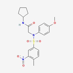 molecular formula C21H25N3O6S B5203596 N~1~-cyclopentyl-N~2~-(4-methoxyphenyl)-N~2~-[(4-methyl-3-nitrophenyl)sulfonyl]glycinamide 