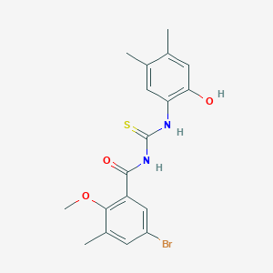 molecular formula C18H19BrN2O3S B5203657 5-bromo-N-{[(2-hydroxy-4,5-dimethylphenyl)amino]carbonothioyl}-2-methoxy-3-methylbenzamide 