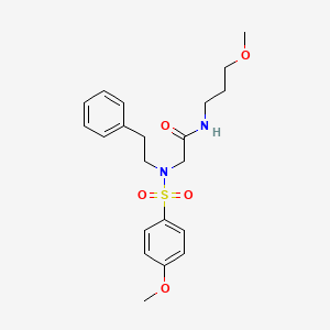 molecular formula C21H28N2O5S B5203666 N~2~-[(4-methoxyphenyl)sulfonyl]-N~1~-(3-methoxypropyl)-N~2~-(2-phenylethyl)glycinamide 