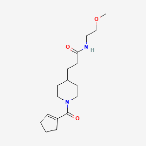 molecular formula C17H28N2O3 B5203668 3-[1-(1-cyclopenten-1-ylcarbonyl)-4-piperidinyl]-N-(2-methoxyethyl)propanamide 