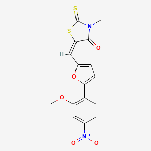 molecular formula C16H12N2O5S2 B5203696 5-{[5-(2-methoxy-4-nitrophenyl)-2-furyl]methylene}-3-methyl-2-thioxo-1,3-thiazolidin-4-one 