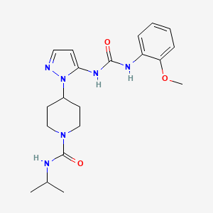 molecular formula C20H28N6O3 B5203736 N-isopropyl-4-[5-({[(2-methoxyphenyl)amino]carbonyl}amino)-1H-pyrazol-1-yl]-1-piperidinecarboxamide 