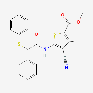molecular formula C22H18N2O3S2 B5203737 methyl 4-cyano-3-methyl-5-{[phenyl(phenylthio)acetyl]amino}-2-thiophenecarboxylate 