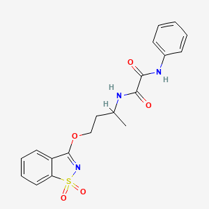 molecular formula C19H19N3O5S B5203784 N-{3-[(1,1-dioxido-1,2-benzisothiazol-3-yl)oxy]-1-methylpropyl}-N'-phenylethanediamide 