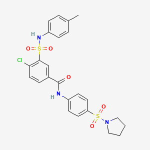 molecular formula C24H24ClN3O5S2 B5203838 4-chloro-3-{[(4-methylphenyl)amino]sulfonyl}-N-[4-(1-pyrrolidinylsulfonyl)phenyl]benzamide 