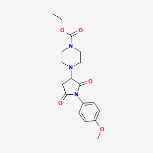 molecular formula C18H23N3O5 B5203876 ethyl 4-[1-(4-methoxyphenyl)-2,5-dioxo-3-pyrrolidinyl]-1-piperazinecarboxylate 