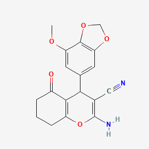 molecular formula C18H16N2O5 B5203907 2-amino-4-(7-methoxy-1,3-benzodioxol-5-yl)-5-oxo-5,6,7,8-tetrahydro-4H-chromene-3-carbonitrile 