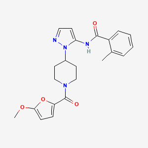 molecular formula C22H24N4O4 B5203928 N-{1-[1-(5-methoxy-2-furoyl)-4-piperidinyl]-1H-pyrazol-5-yl}-2-methylbenzamide 