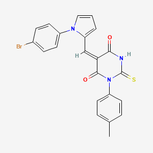 molecular formula C22H16BrN3O2S B5203942 5-{[1-(4-bromophenyl)-1H-pyrrol-2-yl]methylene}-1-(4-methylphenyl)-2-thioxodihydro-4,6(1H,5H)-pyrimidinedione 