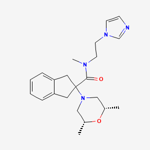molecular formula C22H30N4O2 B5204069 2-[(2R*,6S*)-2,6-dimethyl-4-morpholinyl]-N-[2-(1H-imidazol-1-yl)ethyl]-N-methyl-2-indanecarboxamide 