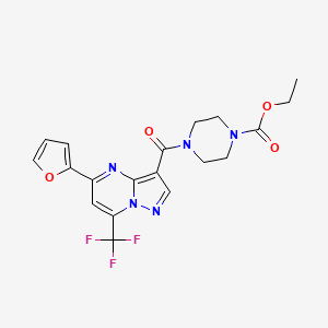 molecular formula C19H18F3N5O4 B5204096 ethyl 4-{[5-(2-furyl)-7-(trifluoromethyl)pyrazolo[1,5-a]pyrimidin-3-yl]carbonyl}-1-piperazinecarboxylate 