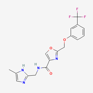molecular formula C17H15F3N4O3 B5204131 N-[(4-methyl-1H-imidazol-2-yl)methyl]-2-{[3-(trifluoromethyl)phenoxy]methyl}-1,3-oxazole-4-carboxamide 