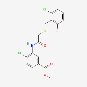molecular formula C17H14Cl2FNO3S B5204142 methyl 4-chloro-3-({[(2-chloro-6-fluorobenzyl)thio]acetyl}amino)benzoate 