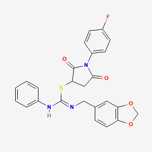 molecular formula C25H20FN3O4S B5204191 1-(4-fluorophenyl)-2,5-dioxo-3-pyrrolidinyl N-(1,3-benzodioxol-5-ylmethyl)-N'-phenylimidothiocarbamate 