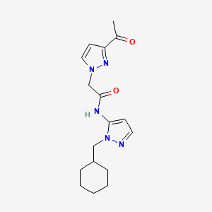 molecular formula C17H23N5O2 B5204196 2-(3-acetyl-1H-pyrazol-1-yl)-N-[1-(cyclohexylmethyl)-1H-pyrazol-5-yl]acetamide 