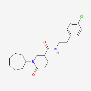 molecular formula C21H29ClN2O2 B5204202 N-[2-(4-chlorophenyl)ethyl]-1-cycloheptyl-6-oxo-3-piperidinecarboxamide 