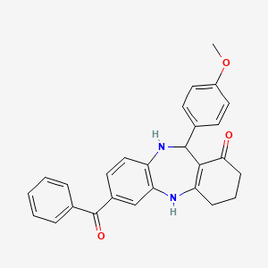 molecular formula C27H24N2O3 B5204243 7-benzoyl-11-(4-methoxyphenyl)-2,3,4,5,10,11-hexahydro-1H-dibenzo[b,e][1,4]diazepin-1-one 