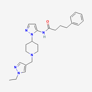 molecular formula C24H32N6O B5204248 N-(1-{1-[(1-ethyl-1H-pyrazol-4-yl)methyl]-4-piperidinyl}-1H-pyrazol-5-yl)-4-phenylbutanamide 