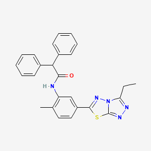 molecular formula C26H23N5OS B5204270 N-[5-(3-ethyl[1,2,4]triazolo[3,4-b][1,3,4]thiadiazol-6-yl)-2-methylphenyl]-2,2-diphenylacetamide 