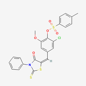 molecular formula C24H18ClNO5S3 B5204316 2-chloro-6-methoxy-4-[(4-oxo-3-phenyl-2-thioxo-1,3-thiazolidin-5-ylidene)methyl]phenyl 4-methylbenzenesulfonate 