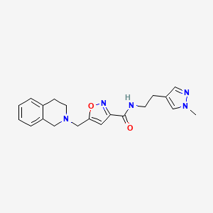 molecular formula C20H23N5O2 B5204347 5-(3,4-dihydro-2(1H)-isoquinolinylmethyl)-N-[2-(1-methyl-1H-pyrazol-4-yl)ethyl]-3-isoxazolecarboxamide 