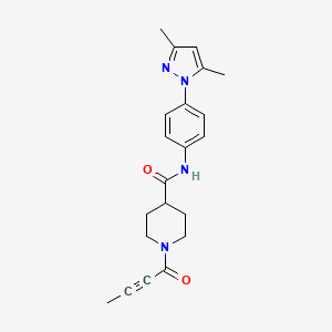 molecular formula C21H24N4O2 B5204350 1-(2-butynoyl)-N-[4-(3,5-dimethyl-1H-pyrazol-1-yl)phenyl]-4-piperidinecarboxamide 