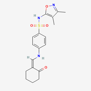 molecular formula C18H21N3O4S B5204385 N-(3,4-dimethyl-5-isoxazolyl)-4-{[(2-oxocyclohexylidene)methyl]amino}benzenesulfonamide 