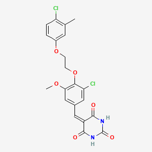 molecular formula C21H18Cl2N2O6 B5204439 5-{3-chloro-4-[2-(4-chloro-3-methylphenoxy)ethoxy]-5-methoxybenzylidene}-2,4,6(1H,3H,5H)-pyrimidinetrione 