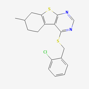 molecular formula C18H17ClN2S2 B5204451 4-[(2-chlorobenzyl)thio]-7-methyl-5,6,7,8-tetrahydro[1]benzothieno[2,3-d]pyrimidine 